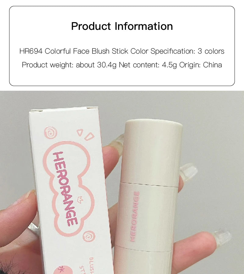HERORANGE Aqua powder blusher Stick Korean Girls Whitening Natural Naked Makeup Highlight powder blusher Brightening Cream