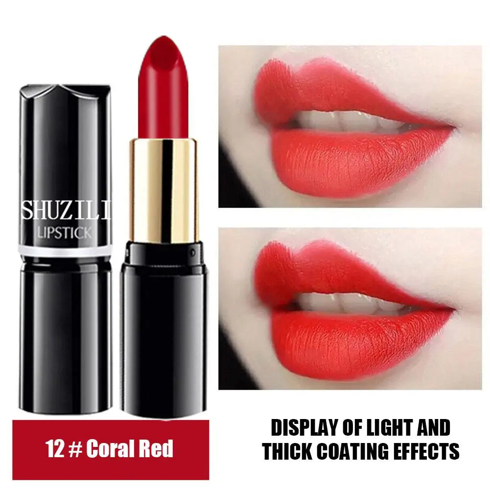 SHUZILI Moisturizing  Lipstick Velvet High Quality Lipsticks Shiny Professional Korean Makeup Cosmetic For Lip Women