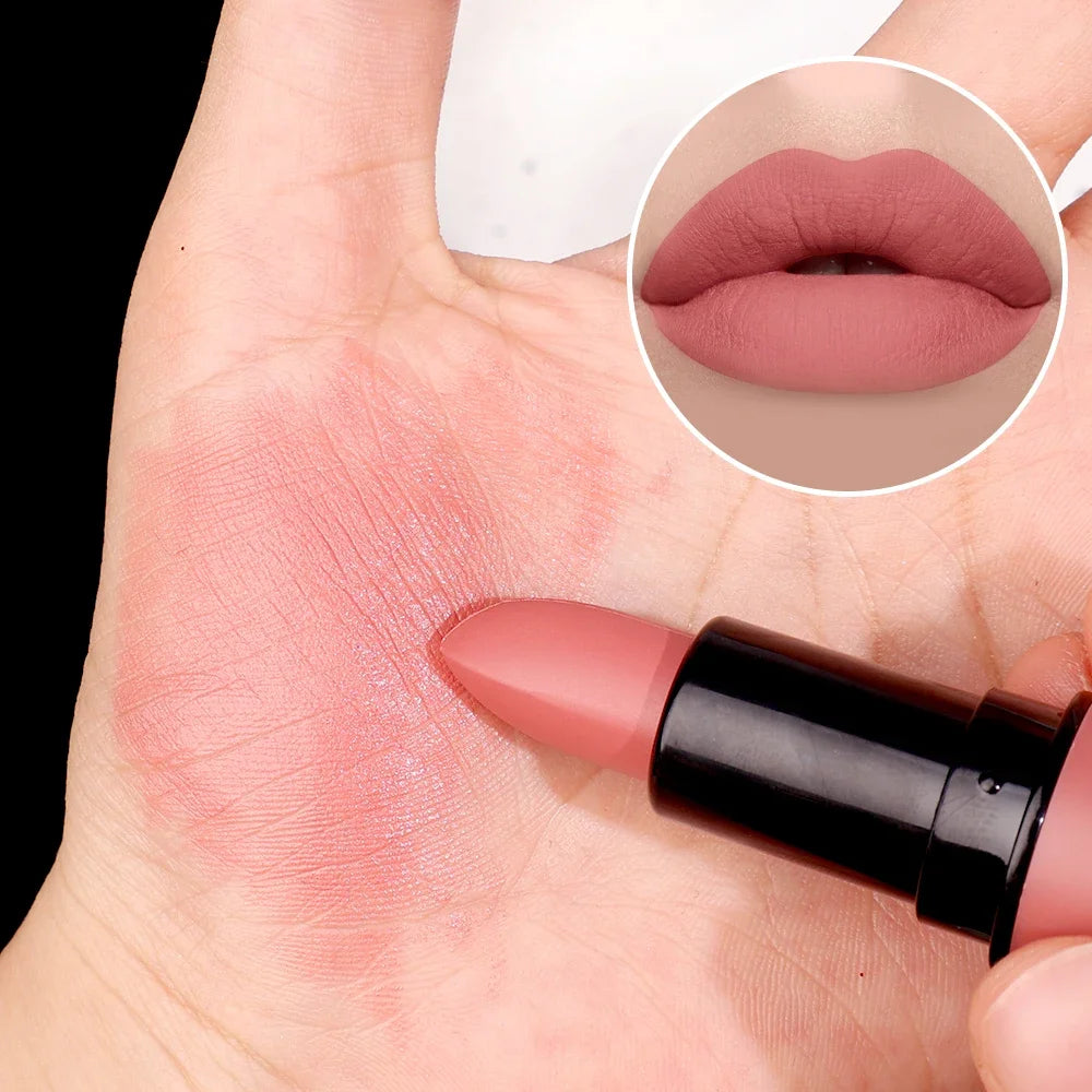 Velvet Nude Lipstick 6 Colors Matte Waterproof Moisturizing Lasting Sexy Red Lip Non-Stick Cup Makeup Lips Tint Cosmetics Beauty