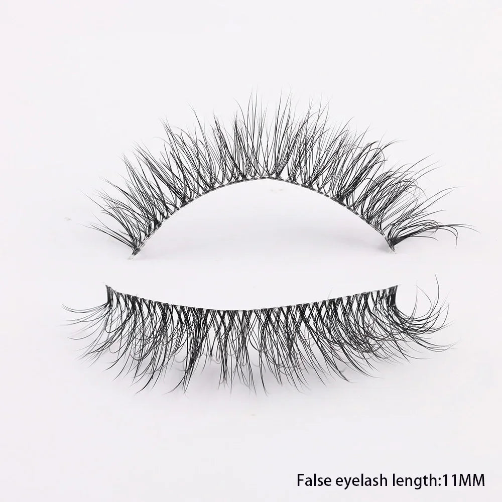 Clear Band Eyelashes Natural Fluffy 3D Mink Lashes D Curl  Volume Wispy False Eyelashes With Clear Band Soft  Reusable Lashes