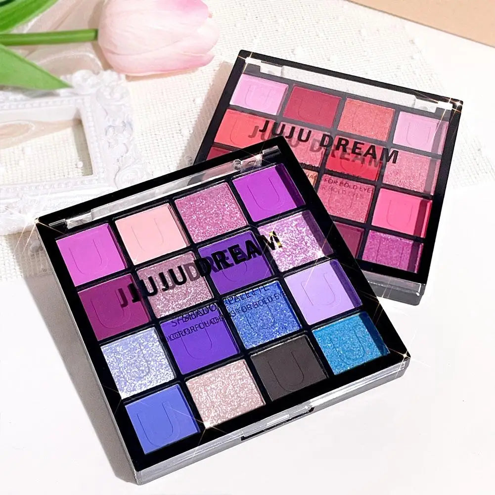 16 Color Rose Palette With Makeup Mirror Pearlescent Matte Glitter Shimmer Pigment Nude Longlasting Eye Shadow