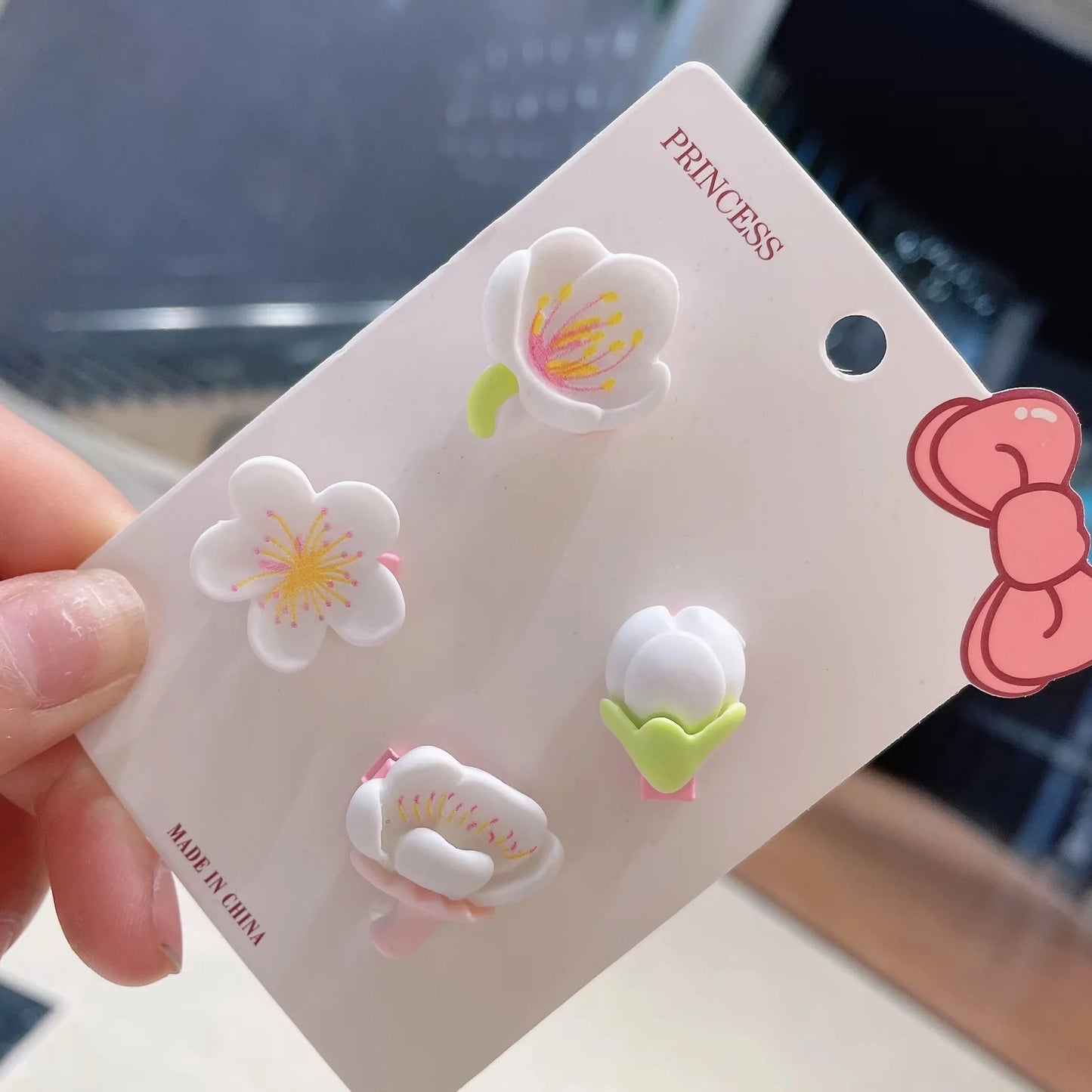 Hair Clips Pink Cherry Blossom Girl Cute Duck Mouth Clip Hairpin Hairpiece Female Hairdressing Tools Hair Snap Clips 헤어핀재료머리핀