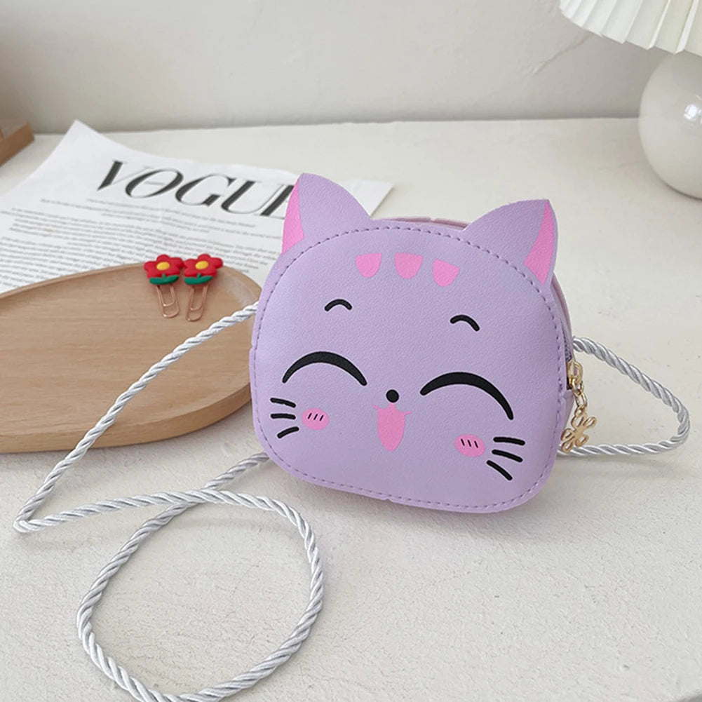 Girls Kawaii Satchel Bag Cartoon Cat Mini Shoulder Bag Casual Small Pouch Compact Kids Daily Bags