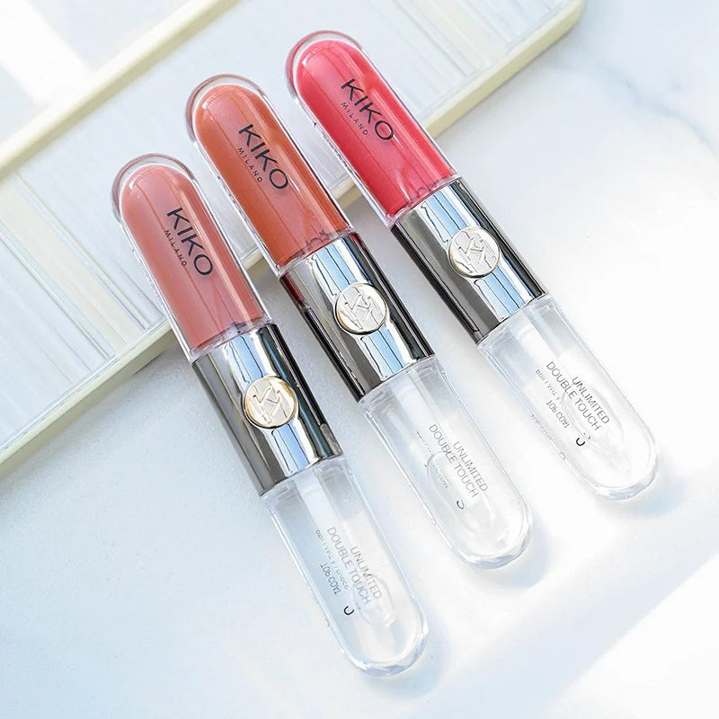 Double-Ended KIKO Lipstick & Lip Gloss – Non-Fading, Sexy Milk Tea Shades