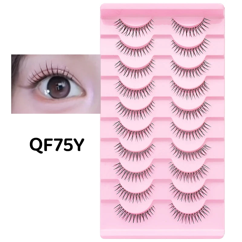 DINGSEN 10Pairs Clear Band Anime Natural False Eyelashes Manga Lashes False Eyelashes Korean Makeup Wholesale Fake Eyelashes