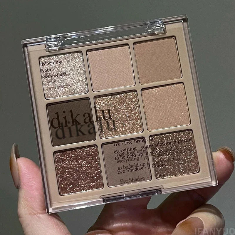 9-Color Eye Shadow Palette Glitter Pearly Eyeshadow Palette Nude Long Lasting Korean Charming Eyes Make Up Palette Cosmetics