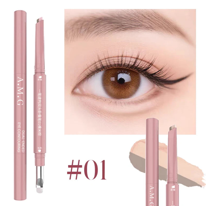 Dual-Tone Lying Silkworm Pencil Matte Highlighting Shadow Pencil Nude Beige Brown Brightening Cream Waterproof Makeup Tool