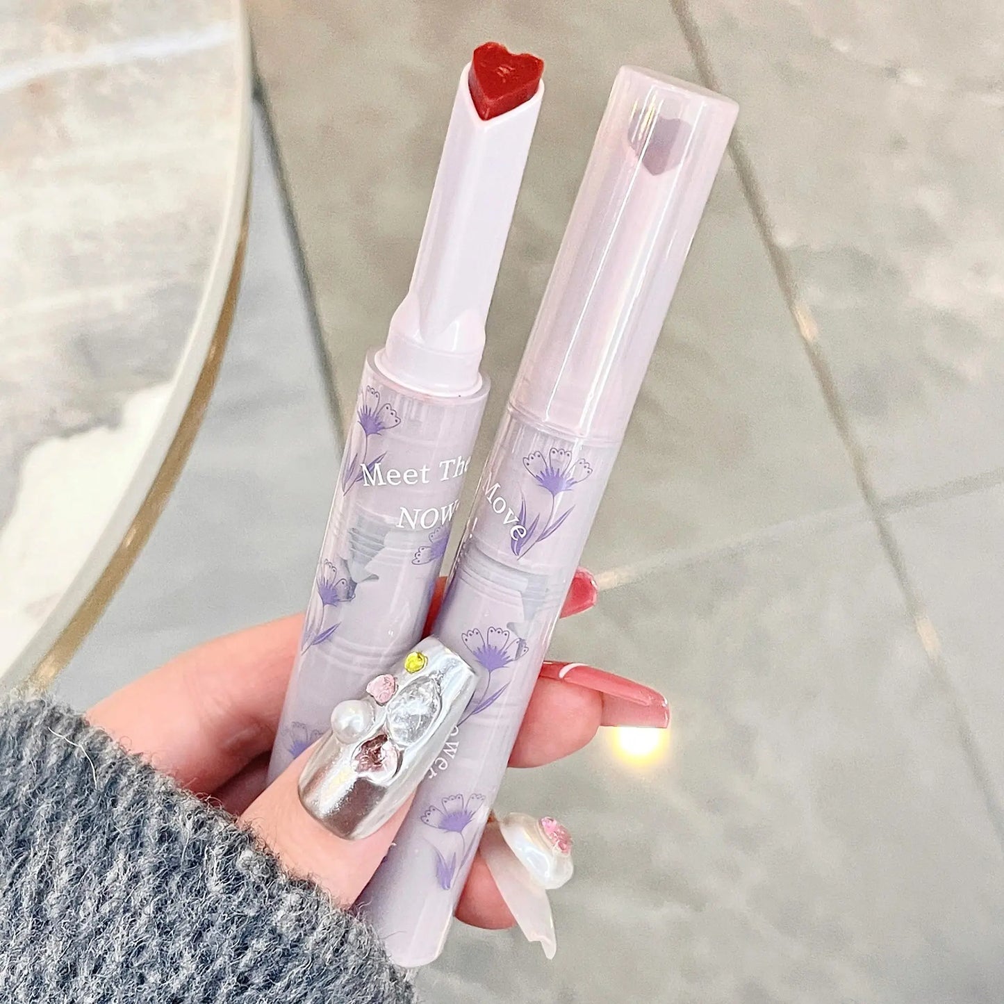 Water-Light Glitter Lip Tint Pen – Long Lasting & Moisturizing Heart-Shaped Lipstick