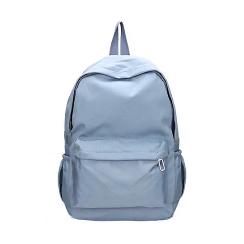Women Schoolbag Waterproof Large Capacity School Backpack Smooth Zipper Solid Color Teens Girl Casual Daypack Bag Student Supply