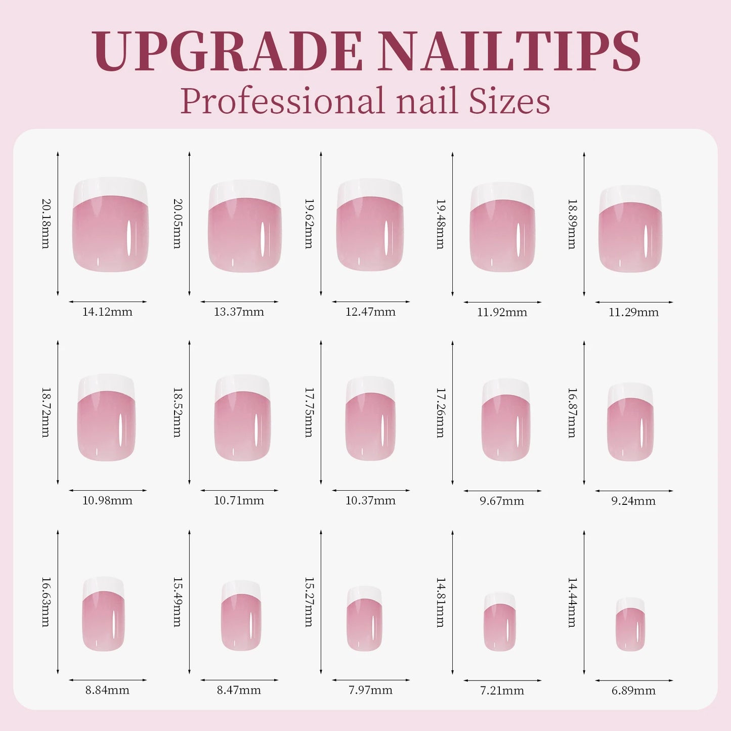 9 Palace lattice Almond Blend French Fake nails Simple Oval nude powder full cover press nails white edge Artificial removable
