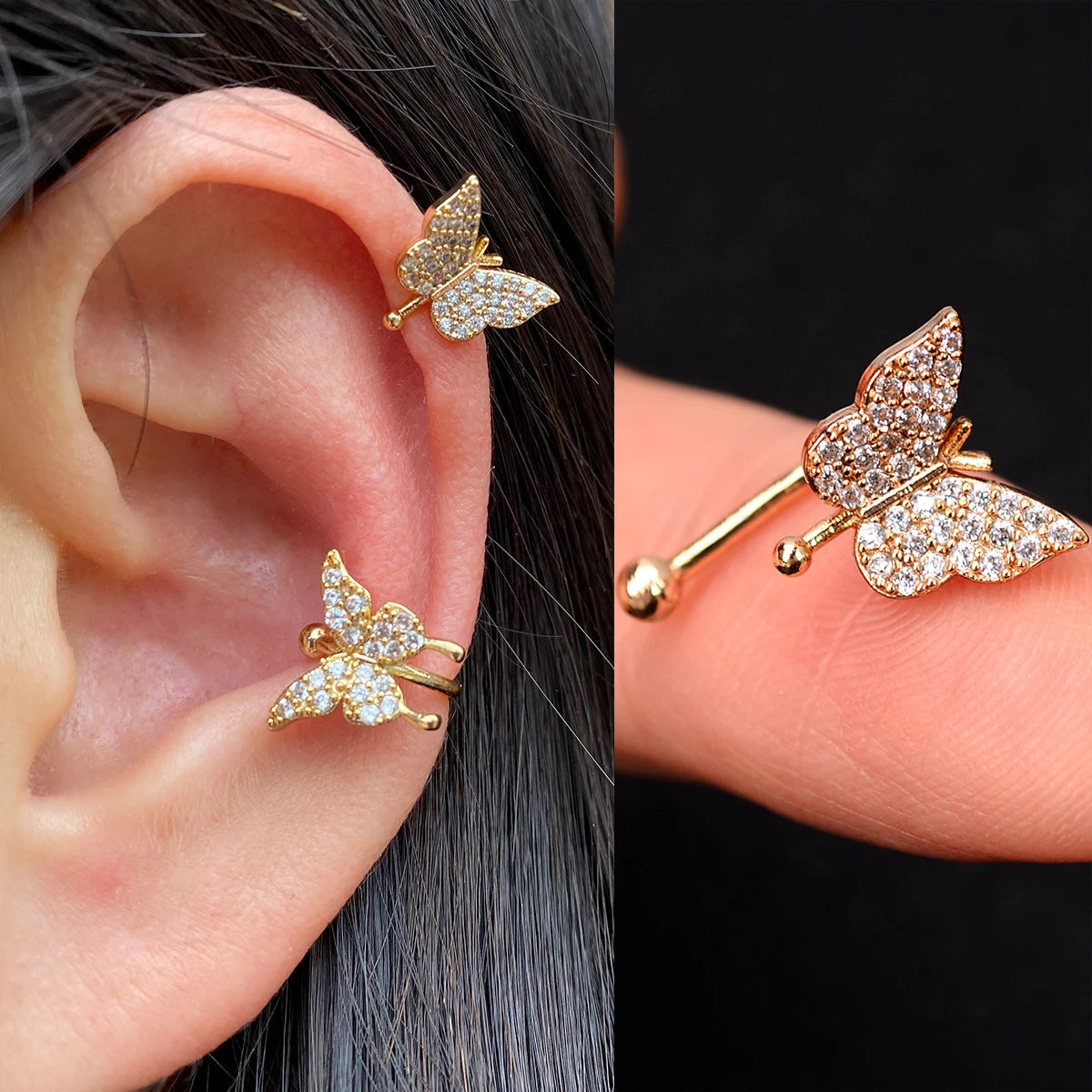 1Piece Helix Cartilage Conch Fake Without Hole Piercing Ear Cuffs Earcuff Wrap Rock Earring Non Piercing Women Clip Adjustable