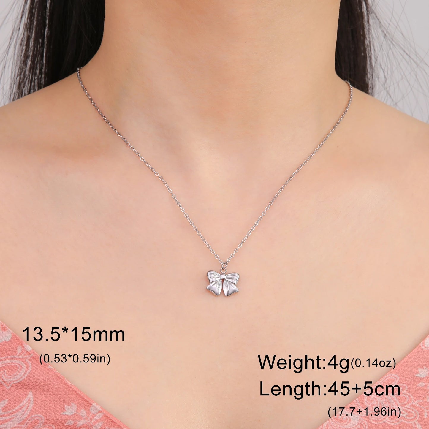 Unift Romantic Bowknot Necklace for Women Stainless Steel Pendant Jewelry Kpop Fashion Wedding Korean Bow Choker Neck Chain Gift