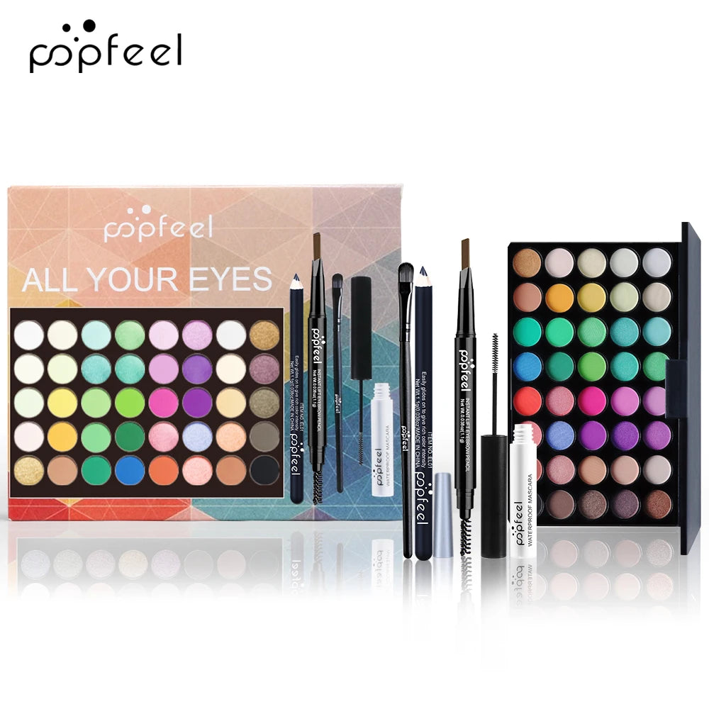 POPFEEL Eye Makeup Set – Eyeshadow, Eyeliner, Mascara & Eyebrow Pencil