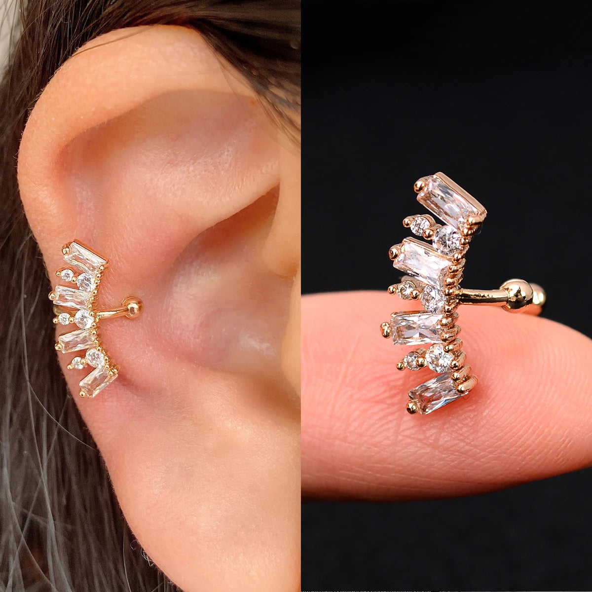 1Piece Helix Cartilage Conch Fake Without Hole Piercing Ear Cuffs Earcuff Wrap Rock Earring Non Piercing Women Clip Adjustable