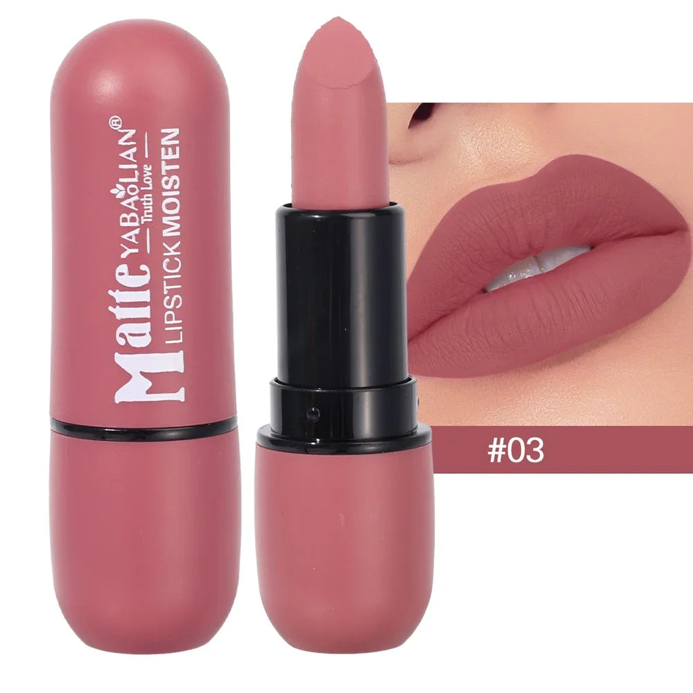 Velvet Nude Lipstick 6 Colors Matte Waterproof Moisturizing Lasting Sexy Red Lip Non-Stick Cup Makeup Lips Tint Cosmetics Beauty