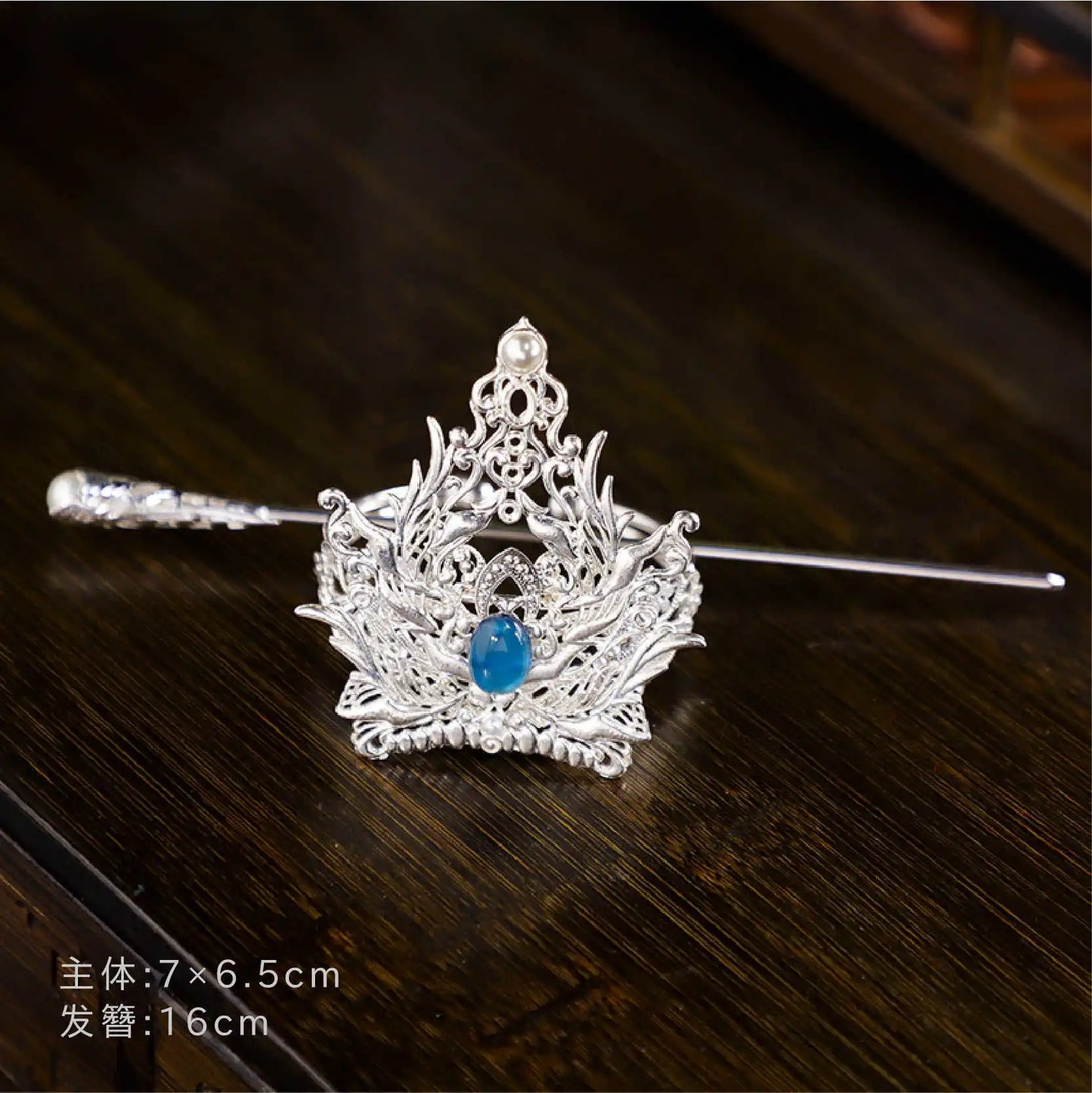 Chinese Hairpins Clips Retro Ponytail Bun Hair Holder Gold Silver Color Metal Pearls Crown Tiara for Women Men Long Hair Jewelry