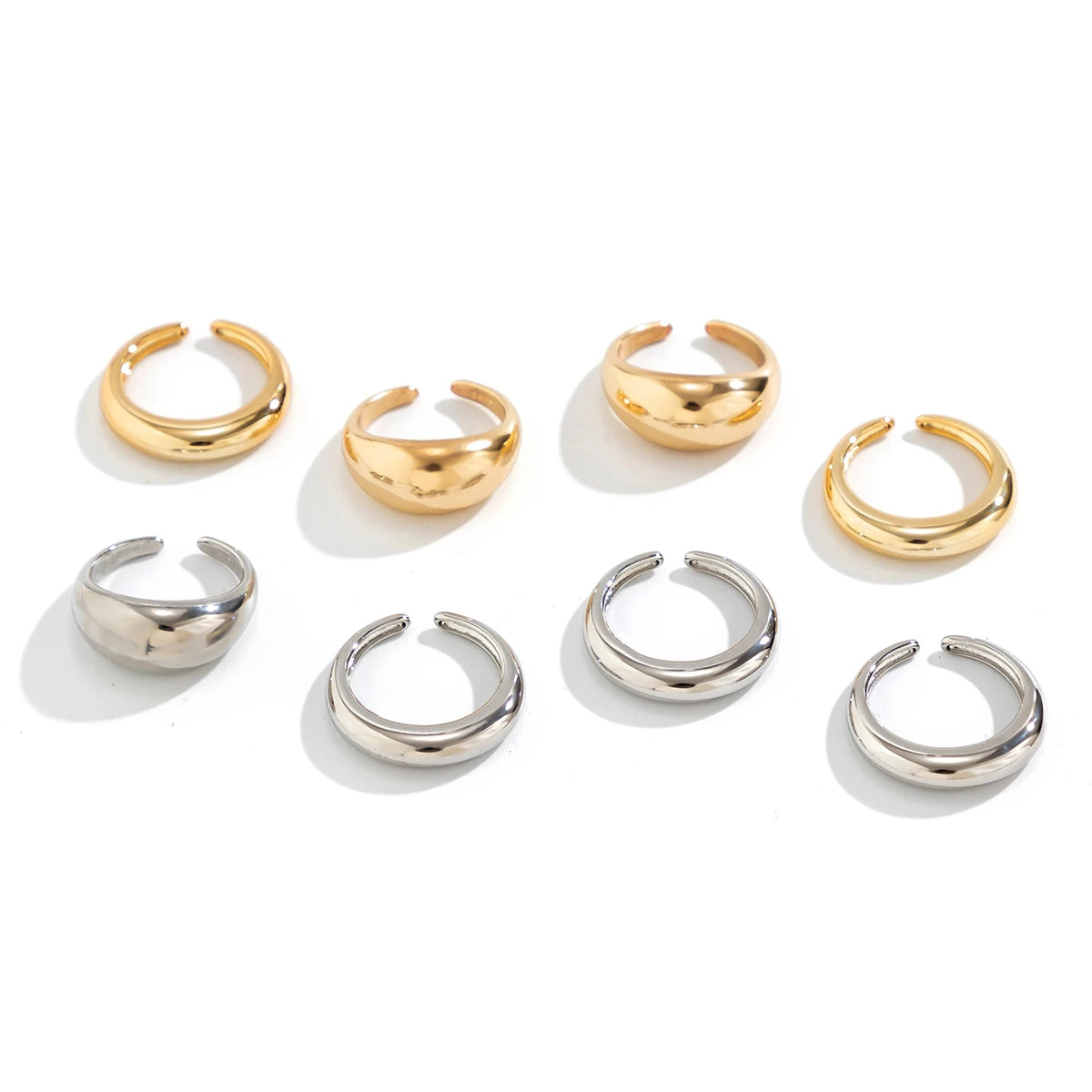 8Pcs/Set Creative Smooth Water Drop Rings for Women Vintage Geometric Adjustable Open Finger Nail Ring Couple Wed Accessories