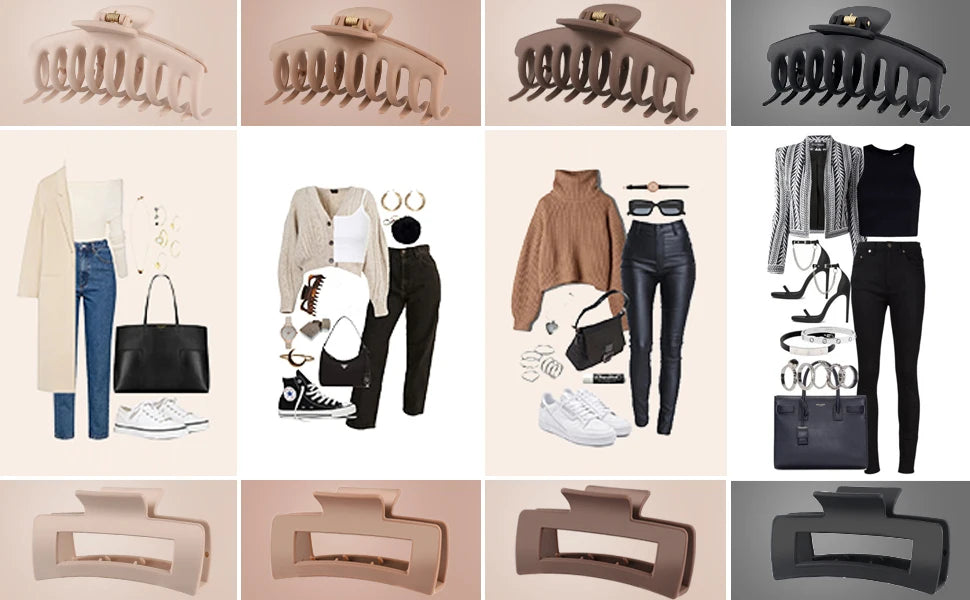 8 Pcs Hair Clips for Women 4.3 Inch Large Hair Claw Clips for Women Thin Thick Curly Hair, Big Matte Banana Clips