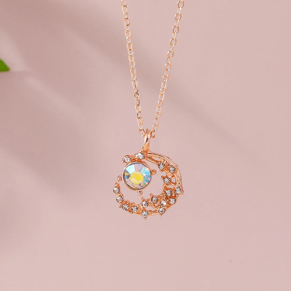 Y2K Crystal Butterfly Heart Necklace Fashion Kpop Shiny Clavicle Chain Necklaces for Women Girls New Trend Party Gifts Jewelry