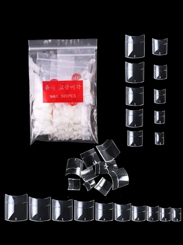 500pcs False Nails Acrylic Press on Nails Coffin Artificial Nails Clear Fake Tips for French Extension Manicure Tool