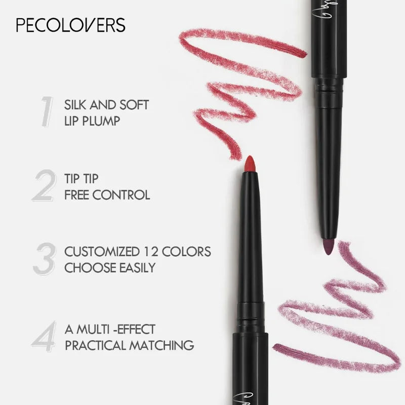 Matte Red Lipliner & Lipstick Pencil – Waterproof, Moisturizing, 12 Shades
