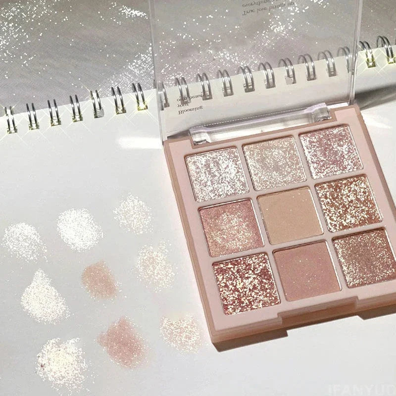 9-Color Eye Shadow Palette Glitter Pearly Eyeshadow Palette Nude Long Lasting Korean Charming Eyes Make Up Palette Cosmetics