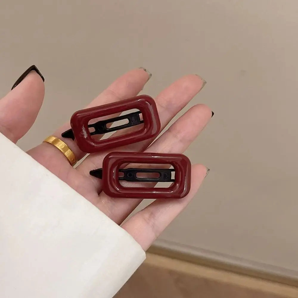 1Pair Korean Style Hair Clips Simple All Match Light Weight Hairgrips Morandi Color Square Hair Barrettes Hair Accessories