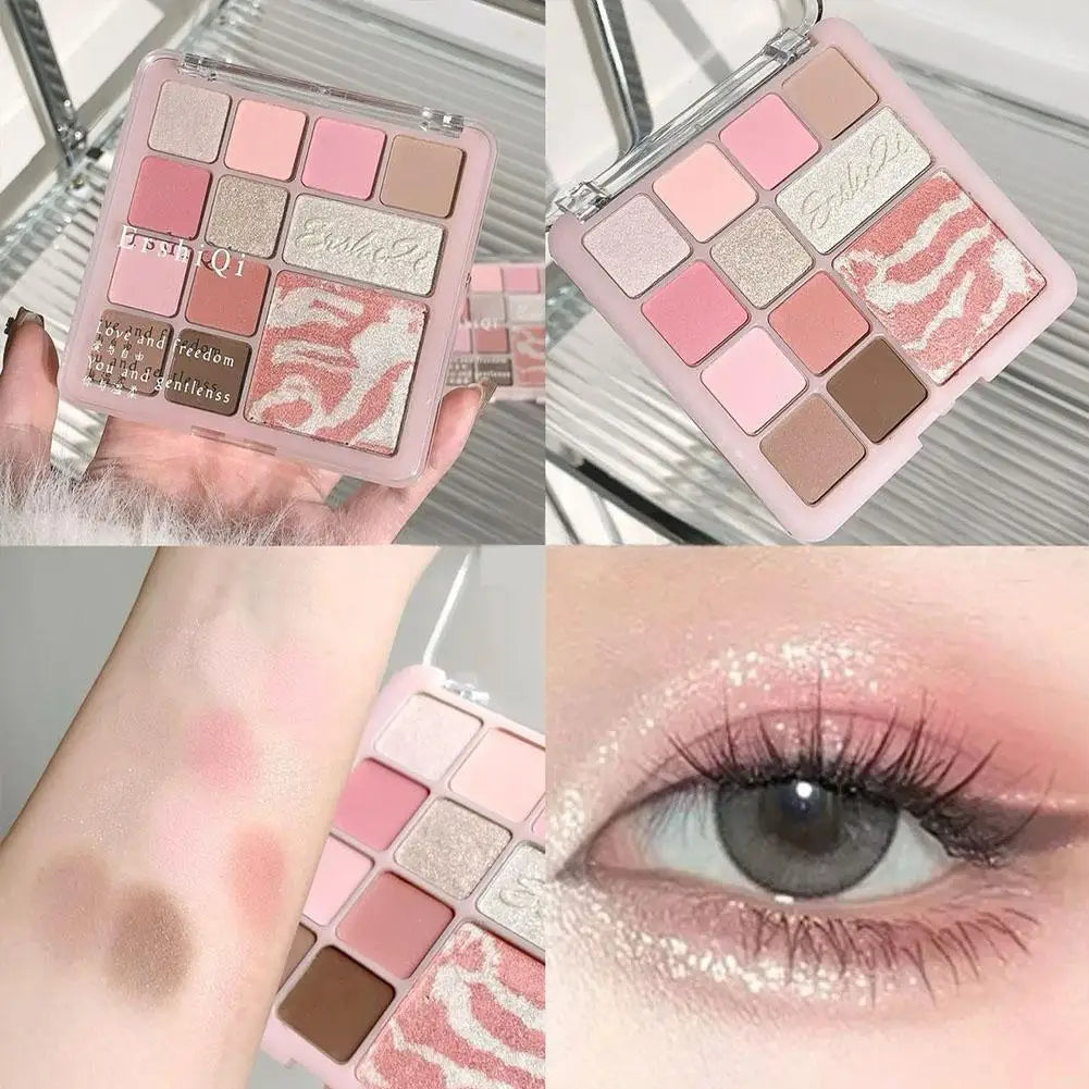 16Colors Pink Mist Eyeshadow Palette High Pigmented Daily Eye Shadow Makeup Eye Shadow Travel Makeup Palette All In One