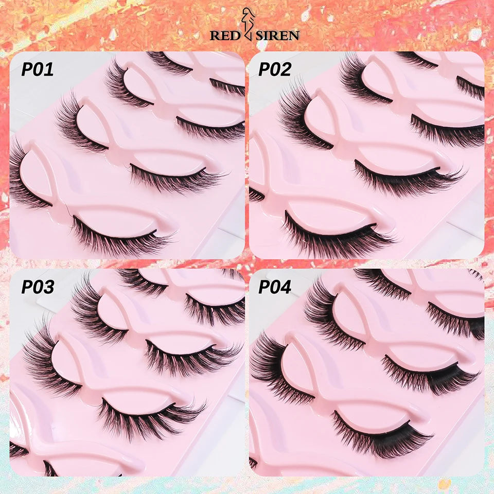 Cat Eye Lashes Natural Look Fox False Eyelashes Wispy & Lightweight Faux Mink Lashes for Doll Eye Makeup 5 Pairs/Pack
