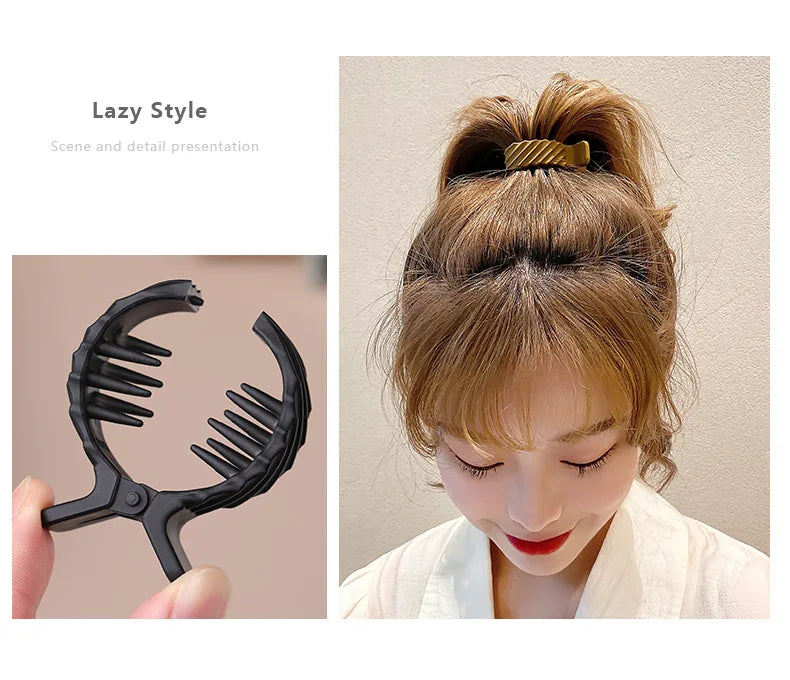 Round Hair Clip Grab High Ponytail Fixed Artifact Claw Hairpin Women Back Head Frosted Hairpin Anti-sagging Hair Style Claw Clip