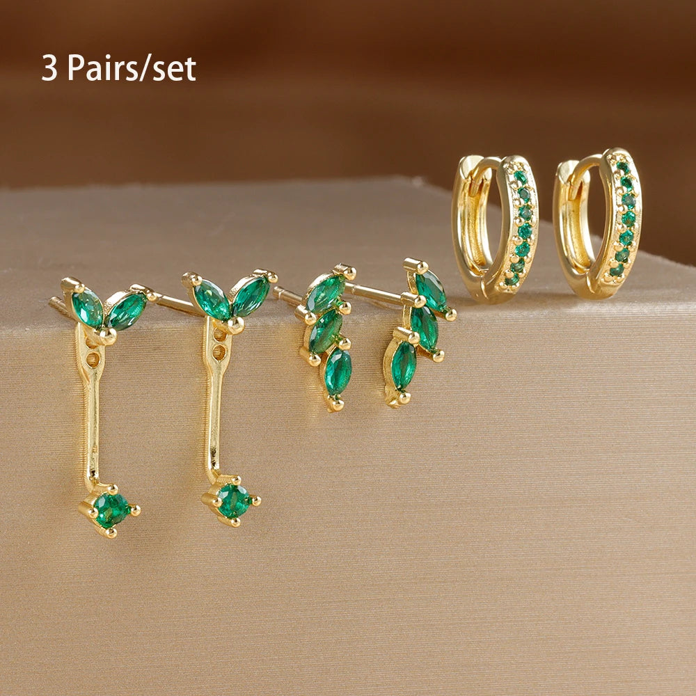 3 Pairs Exquisite Zircon Little Huggies Hoop Earrings Set for Women Stainless Steel Unique Cartilage Earring Piercing Jewelry
