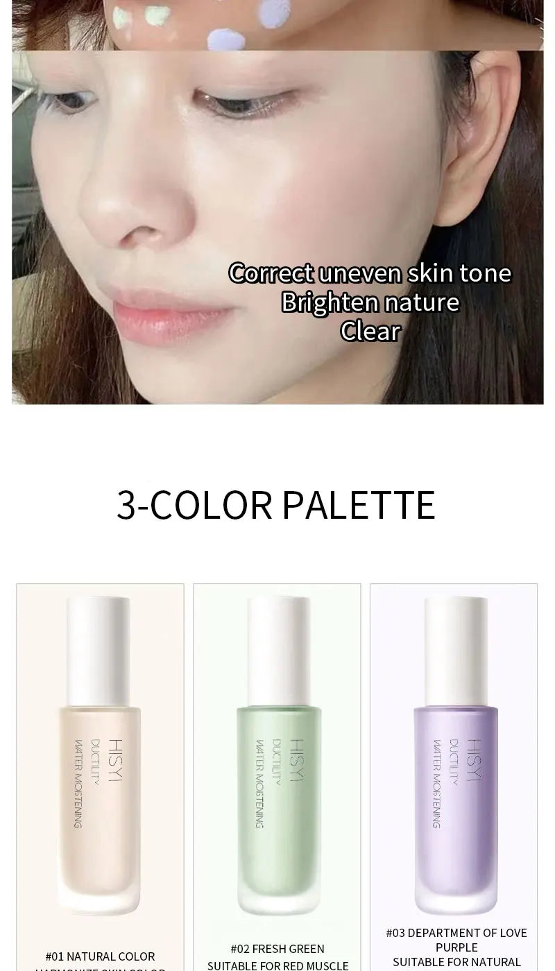 Silky and clear primer, natural cream to brighten and prevent makeup from coming off easily, foundation liquid,