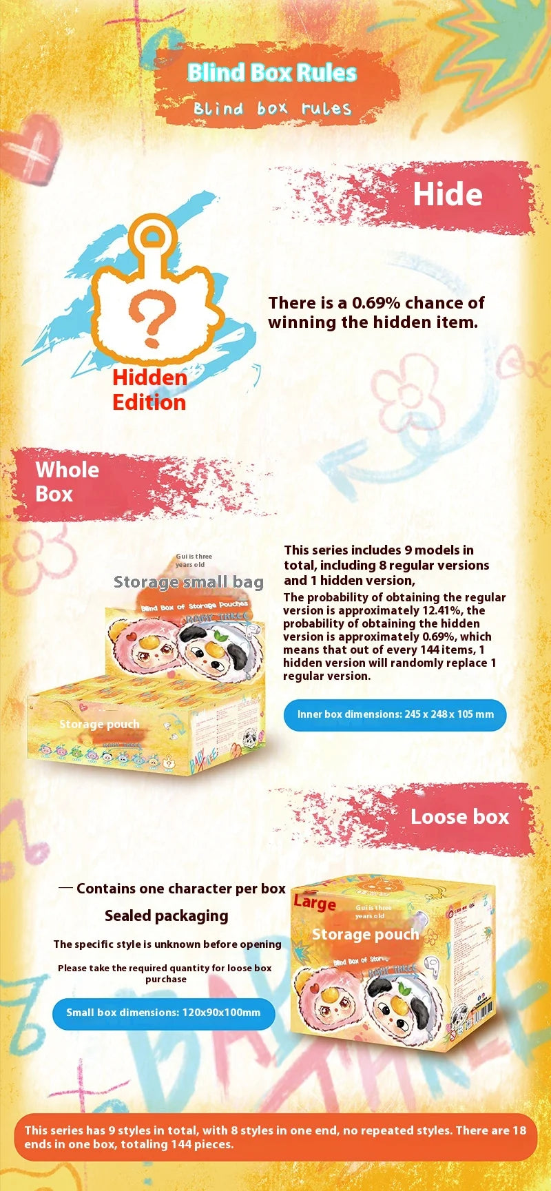 Baby Three Storage Pouches Vinyl Plush Blind Box Trendy Toy Cute Bag Charm Decorative Accessories Keychain Girl Surprise Gift