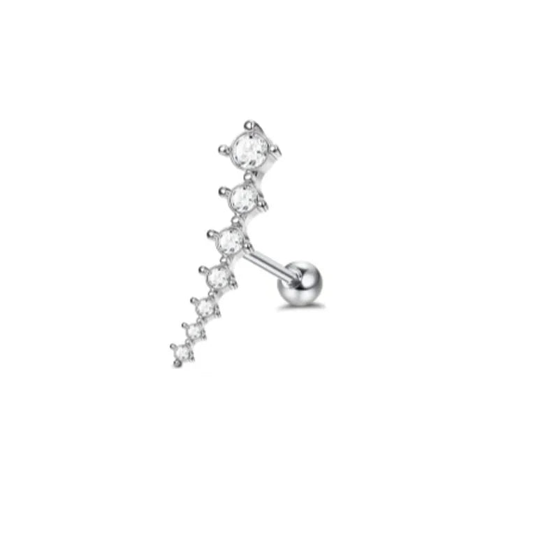 1Pc 16G Stainless Steel Screw Back Stud Earrings for Women Men, Fashion Cubic Zerconia Cartilage Conch Helix Ear Piercing Jewels