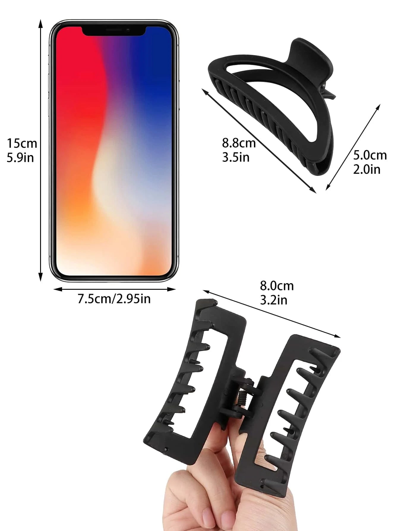 5 Pcs Mixed Colors And Shapes Big Hair Claw Clips for Women Girls Thin Thick Curly Hair, Strong Hold Jaw Clips.