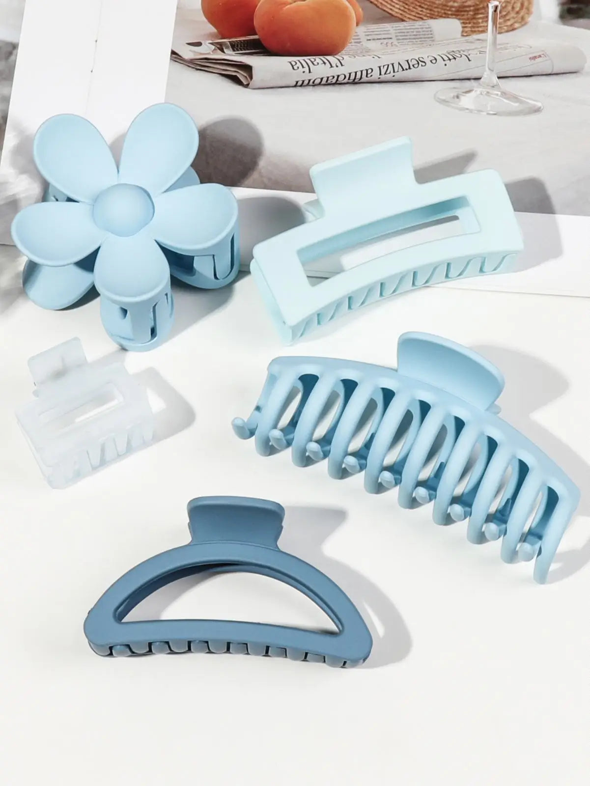 5 Pcs Mixed Colors And Shapes Big Hair Claw Clips for Women Girls Thin Thick Curly Hair, Strong Hold Jaw Clips.