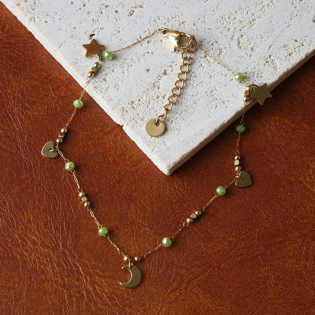 Anklets for Women Summer Beach Accessories Stainless Steel Stone Bead Chain Anklet Gold Color Leg Bracelets Bodychain Gifts