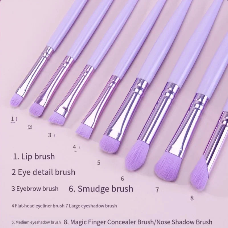8pcs/sets Eye Makeup Brushes Professiona Soft Hair Cosmetic Concealer Eyeshadow Kabuki Blending Tools Eyebrow Eye Detail Brush