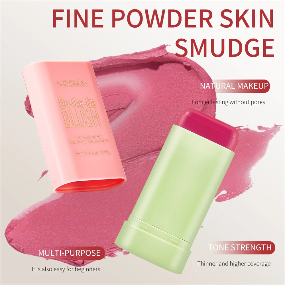 1pc Face Blush Cream Stick Korean Makeup Cosmetic Waterproof Long Lasting Lipstick Red Matte Blush Stick  Makeup Cream Blush