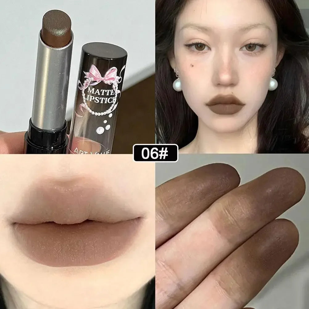 Velvet Brown Finish Matte Lipstick,Super Soft & Ultra Silky Lip Stick,Long Lasting & Moisturizing Vegan Lip Makeup For Wome S9Q2