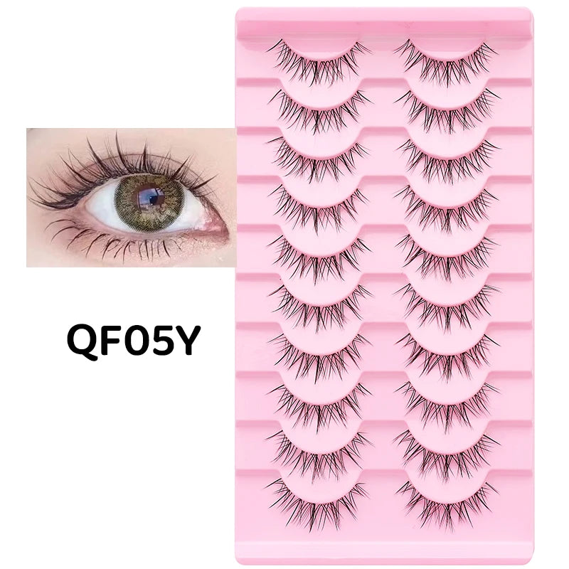 DINGSEN 10Pairs Clear Band Anime Natural False Eyelashes Manga Lashes False Eyelashes Korean Makeup Wholesale Fake Eyelashes