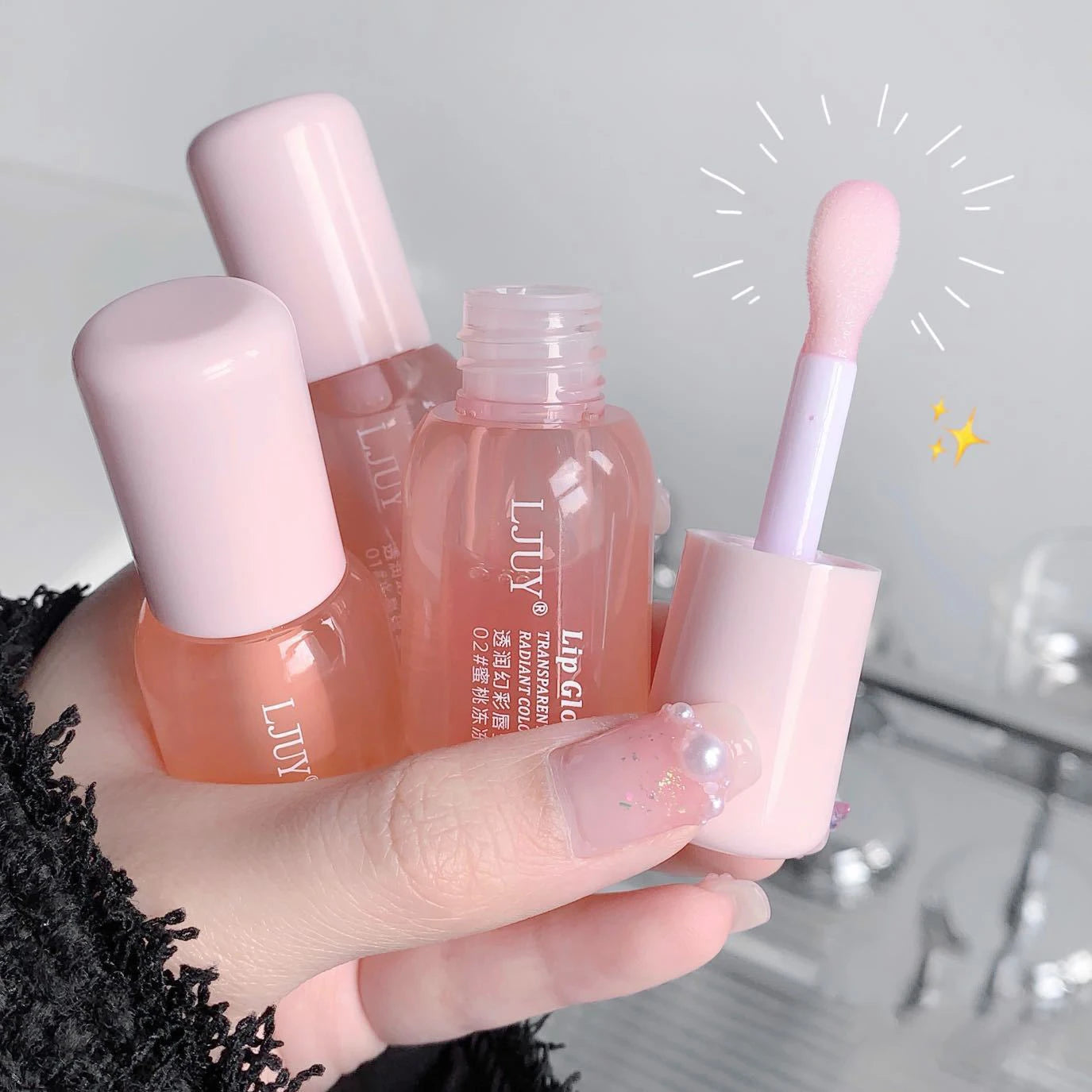 Fruit Crystal Jelly Lip Oil Hydrating Transparent Glass Lip Gloss Plumping Clear Lip Plumper Serum Lips Care Makeup Cosmetics