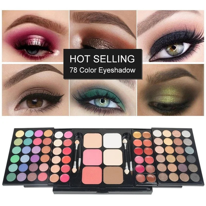 Large Multi-Color Eyeshadow Palette – 40/74/78 Shades Matte & Shimmer