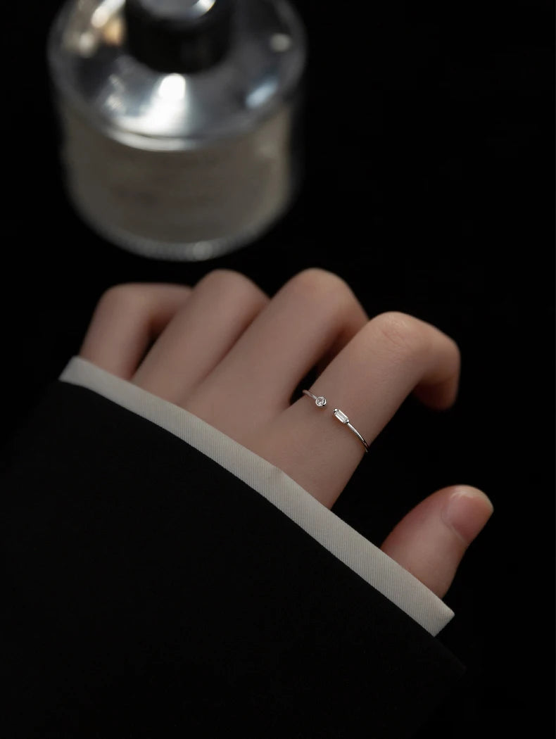 Modian Real 925 Sterling Silver Simple Thin Clear CZ Finger Rings Adjustable 14K Gold Ring For Women Wedding Jewelry Gifts
