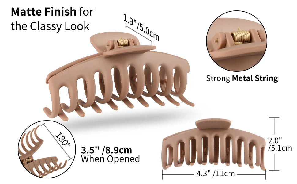 8 Pcs Hair Clips for Women 4.3 Inch Large Hair Claw Clips for Women Thin Thick Curly Hair, Big Matte Banana Clips