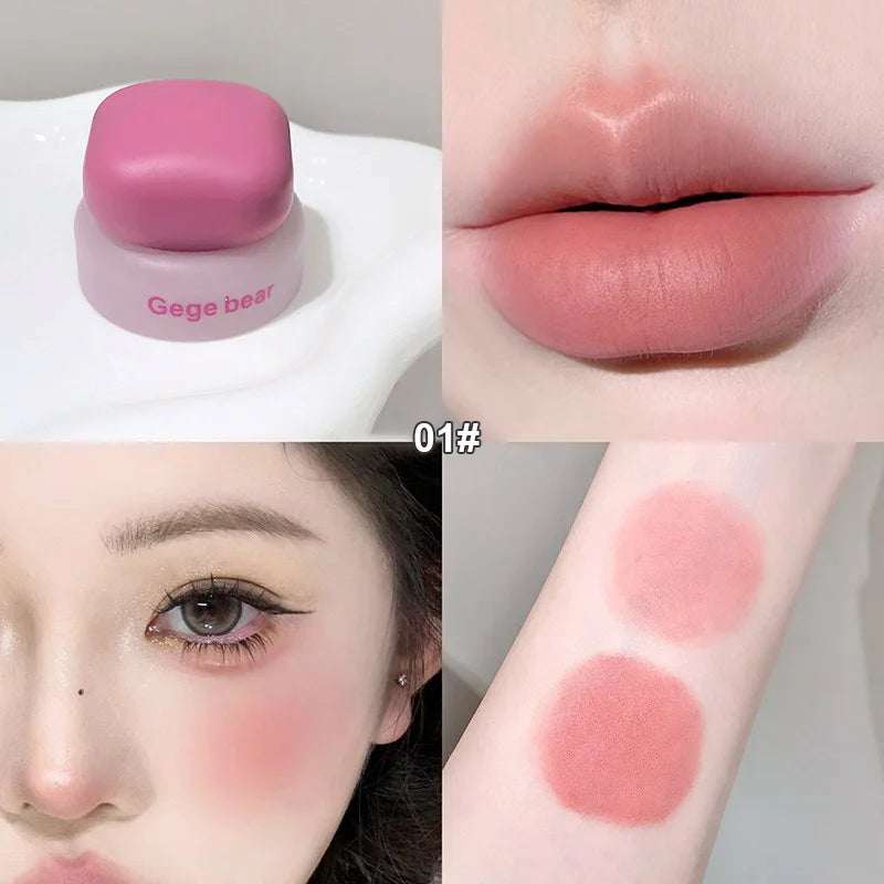 Matte Velvet Mist Cheek Lip Mud Natural Nude Multi-purpose Blush Orange Brown Solid Lip Gloss Tint Lasting Shading Korean Makeup