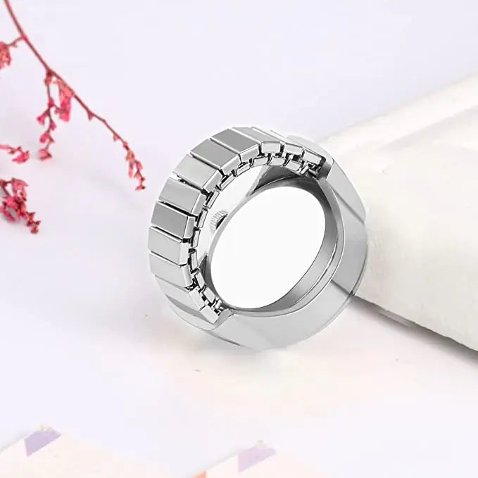 Vintage Punk Finger Watch Mini Elastic Strap Alloy Watches Couple Rings Jewelry Clock Retro Roman Quartz Watch Rings Women Men