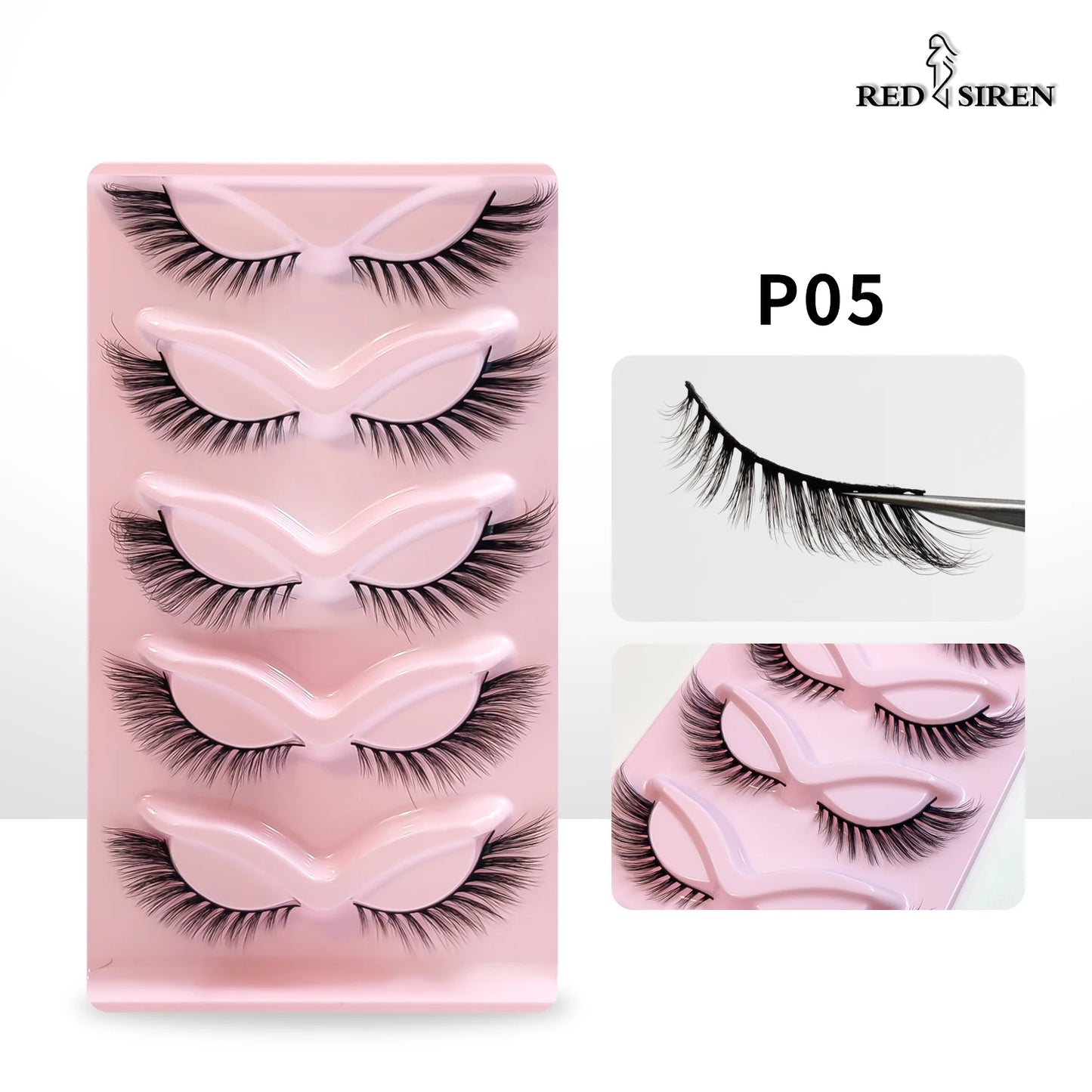 Cat Eye Lashes Natural Look Fox False Eyelashes Wispy & Lightweight Faux Mink Lashes for Doll Eye Makeup 5 Pairs/Pack