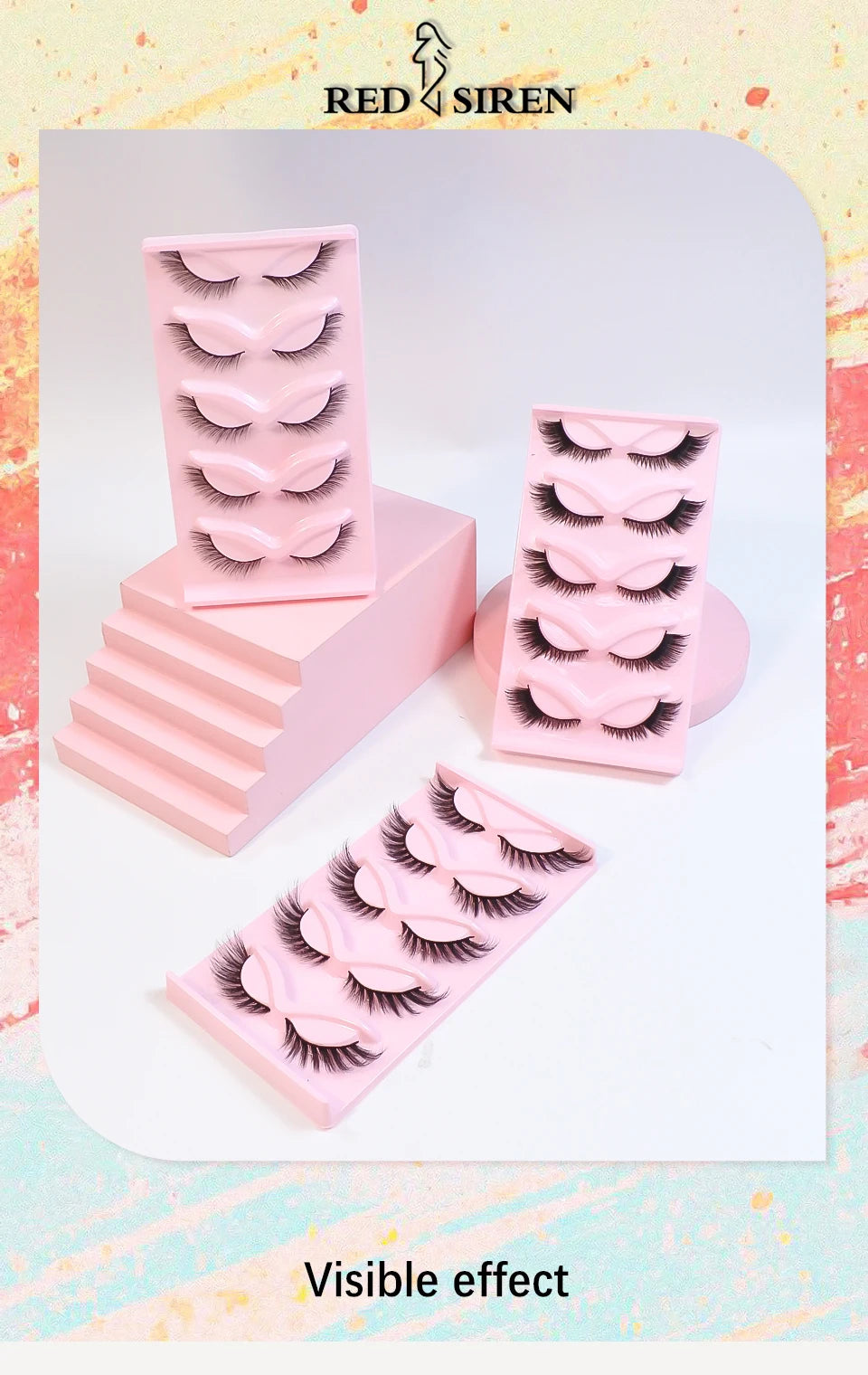 Cat Eye Lashes Natural Look Fox False Eyelashes Wispy & Lightweight Faux Mink Lashes for Doll Eye Makeup 5 Pairs/Pack