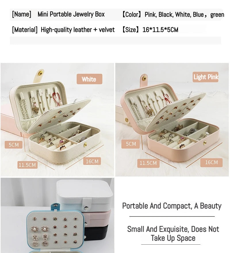 Portable Storage Jewellery Box Simple Design Travel Display Jewellery Bracelet Jewellery Earring Leather Button Jewellery Box
